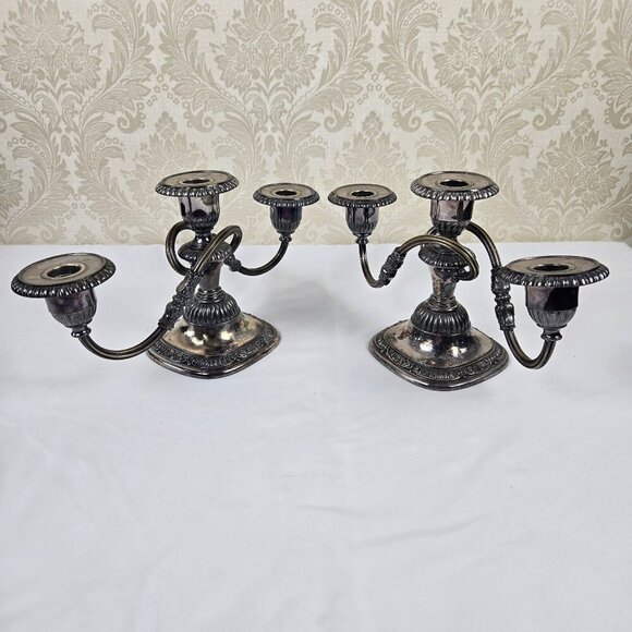 Vintage Reed & Barton #5101 Silver Plate 3 Arm Candelabra Set of 2 Collectible - Picture 1 of 16